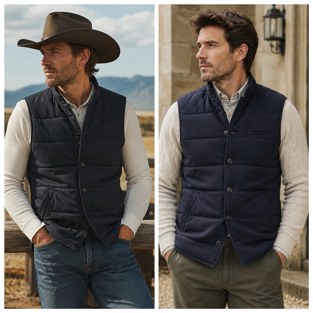 Bonobos Men XL Italian Wool Quilted Vest Black Button Front Gilet Layer Stretch